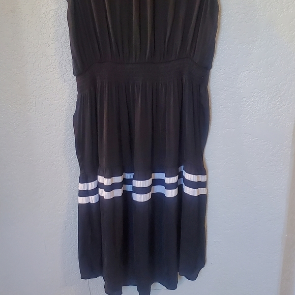 Simply Vera Vera Wang Pintuck Black Midi Dress with White Stripes Size XL - Picture 7 of 7